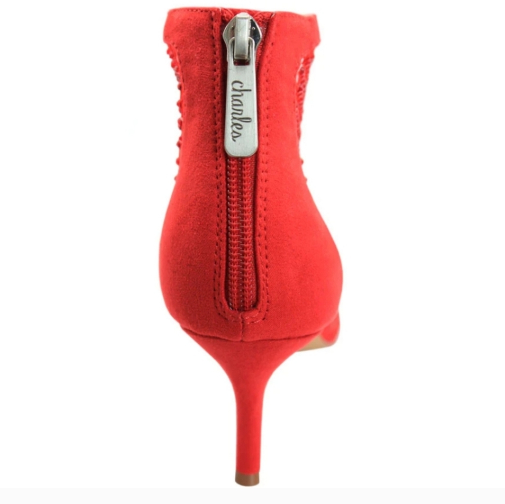 CHARLES DAVID AFTERHOURS RED RHINESTONE MESH BOOTIE, FIERY RHINESTONE RED 7.5 - Picture 6 of 16